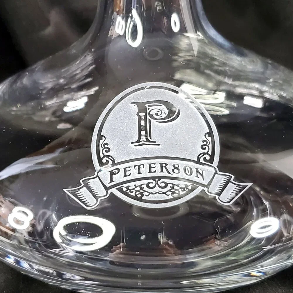 Peterson Ravenscroft Crystal Wine Decanter With Peterson Monogram Logo